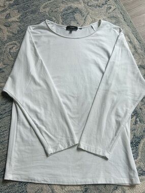 Theory White Long Sleeve Crewneck Tee L